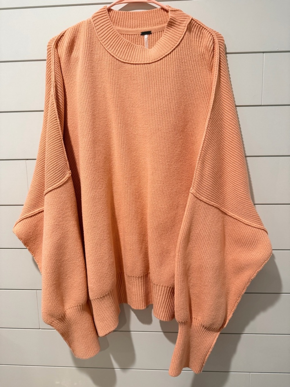 Free People Easy Street Tunic -Coral Oversized Crew Neck Sweater